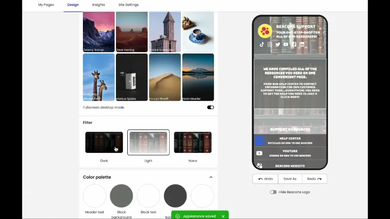 Beacons AI Review: Desktop Website Builder